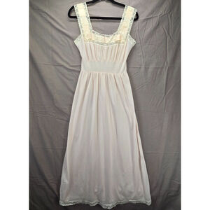 VTG Van Raalte Nightgown 32 S 50s White Chiffon Lace Babydoll Coquette Romantic